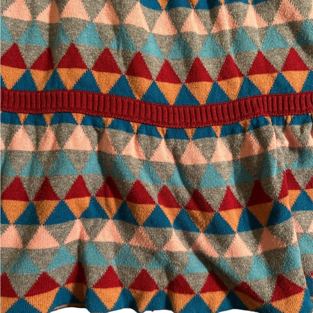Hanna Andersson Long Sleeve Sweater Dress Red Gray Geometric Size 130/8